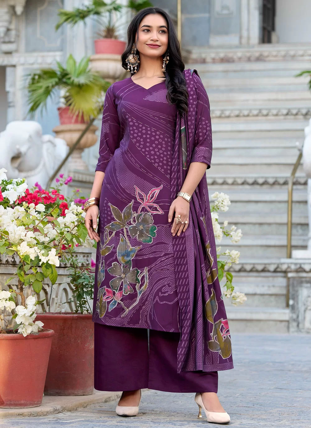 Piquant Purple Silk Salwar Suit